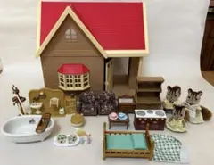 シルバニアファミリー 初期　木いちご林のお家　家具　人形　まとめ売り