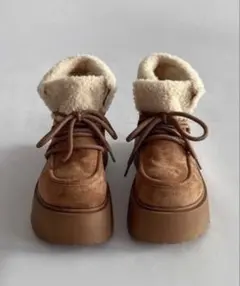 厚底ボア ムートンブーツ　ブラウン