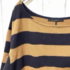 エヌナチュラルビューティーベーシック ニットワンピ 紺茶 M ボーダーチュニックのサムネイル