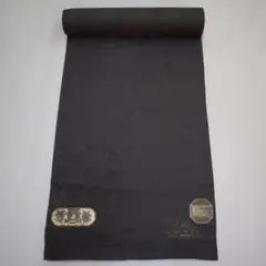 M02-3 新品保管品 正絹 黒 一ツ紋 羽尺反物 紋意匠 風景 花 石持