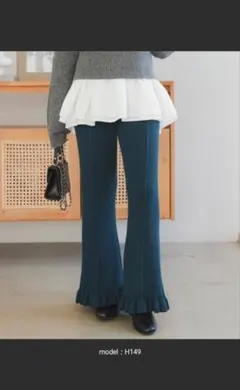 値下げ★神戸レタス★リブ編みフレアパンツPM