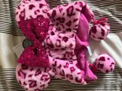 【新品タグ付】ディズニー ミニー ファンキャップ ヒョウ柄 ピンクのサムネイル