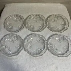 昭和レトロ ガラス食器　6枚セット　お花　可愛い　フルーツ