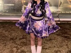 IROKAI 紫色 花柄 浴衣・帯セット
