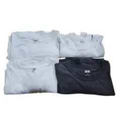 Tシャツ　ロンT　ユニクロ　リメイク用　無地　白　グレー　シンプル　生地のサムネイル