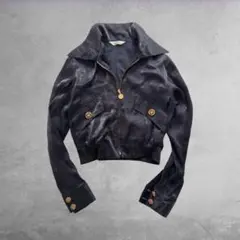 00's パンク ロック 光沢シャツジャケット 黒 ゴシックのサムネイル