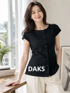 DAKS LONDON ダックス 花柄 ジャガードブラウス 黒 38のサムネイル