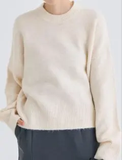 cocaコカ♡ ふあふあヤク風リブ襟クルーネックニット （Oatmeal）　M