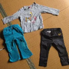 90cm3点セット　FOキッズ　ジャンクストア　グレー長袖Tシャツとパンツセット