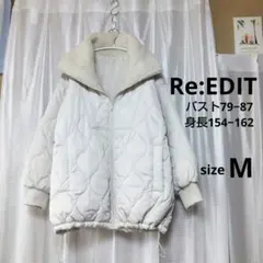 美品✦Re:EDITリエディ/キルティング衿ボアジャケットM/白/オーバーサイズ