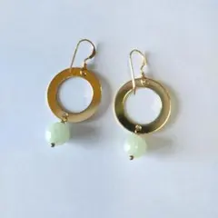 ゴールドフープと天然石のピアス＊ 14kgf ハンドメイド オリジナル