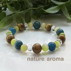 天然石ブレスレット　グリーン　ブルー　パワーストーンブレスレット　No.178