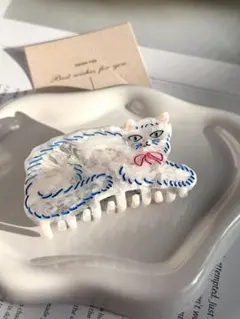 【即日発送】可愛い ヘアクリップ 韓国 クリア ヘアアクセサリー 猫　夏