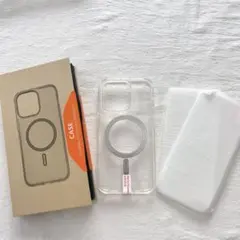 iPhone用 クリア保護ケース ガラスフィルム2枚セット PRO