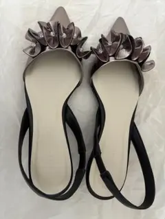 LAGUNAMOON フラワー装飾 スリングバックパンプス