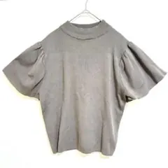 【fifth】パフスリーブ ハイネック ブラウン ニット カットソー リブ