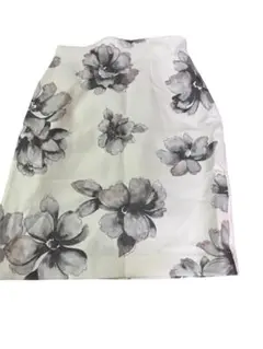 【未使用】ココディール　花柄タイトスカート ホワイト/グレー