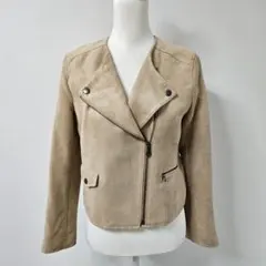 プラステ/PLST ブルゾン ベージュ 斜めジップアップ【S】ライダース