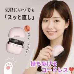 ブラシ型ヘアアイロン コンパクト ストレート ヒートブラシ