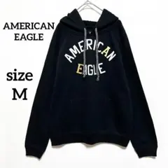 アメリカンイーグルアウトフィッターズ　パーカー M ビックロゴプリント　ブラック