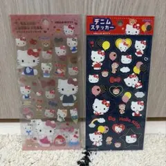 新品　ハローキティ　デニムステッカー　クリアキャンディシール　2点セット