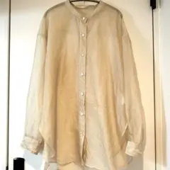 【美品】NOBLE ノーブル＊シアーバンドカラーシャツ＊ベージュ＊フリーサイズのサムネイル
