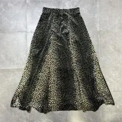 【最終価格】レオパード柄 ロングスカート フレア アニマル柄 ブラック系