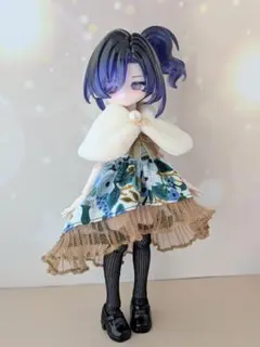 ケープ付きワンピース青　リロロ　ミンティ　アンティーユ　ルルリン　など