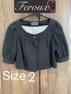 レディース　ノーカラージャケット　フェルゥ　カーディガン　ブラック　ボレロ