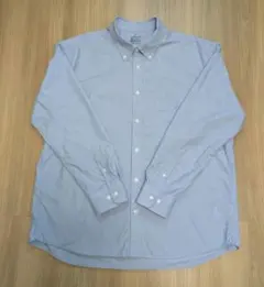 【無印良品】MUJI ボタンダウン 長袖シャツ メンズ ブルー系 XXL 春夏
