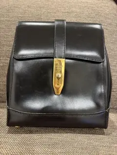 CELINE セリーヌ ターンロック　レザーショルダーバッグ ブラックのサムネイル