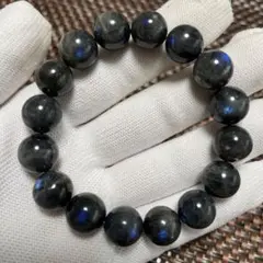 在庫処分価格✨ブラックラブラドライトブレスレット（約12mm玉）