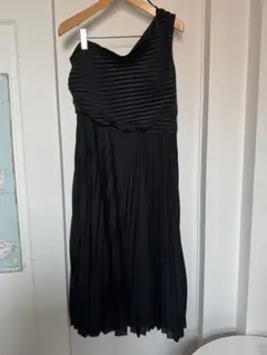 H&M ワンショルダー プリーツドレス ブラック L ワンショルダーのサムネイル