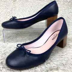 『美品』repetto レペット バレエシューズ チャンキーヒール ネイビーのサムネイル
