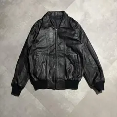 90s- vintage レザージャケット ブルゾン　革ジャン　ブラック　本革