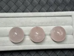 【#847】 天然石　粒売り貫通あり　約20.1mm ローズクォーツ　3粒セット