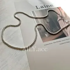 シルバーボールロングネックレス　4mm