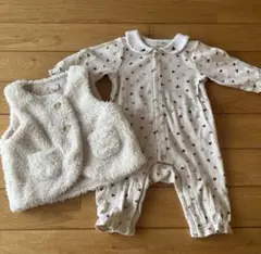 petit main ファーベスト カバーオール2点セット 80センチ