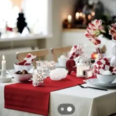 【新品】IKEA　テーブルランナー　クリスマス　お正月　35x130cm 赤