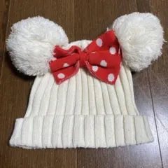 ディズニー　ミニーボンボンリボンニット帽