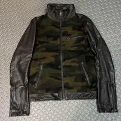 SHELLAC シェラック　レザージャケット　異素材切り替え　ブラック　y2k 2025年最新】SHELLAC メンズ レザージャケット・ライダースの