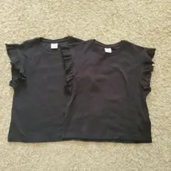 ZARA ブラック Tシャツ 13-14cm フリル付き　2枚セット