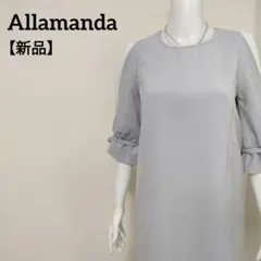 【新品】アラマンダ イング 袖異素材使いサックワンピース オケージョン