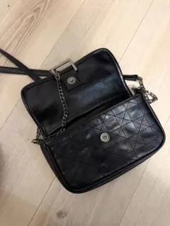 Zara ザラ　ブラックレザーキルティングショルダーバッグ