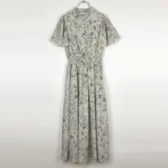 BLUE EAST 花柄 フレアケープスリーブワンピース