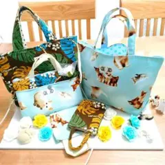 猫柄　スマホショルダートートバッグのセット ハンドメイド
