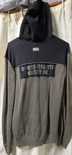DIESEL メッシュ編みフード付きパーカー