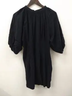 (13) ungrid 黒いバルーンスリーブ五分袖チュニック