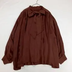 シルク100%】Drawer 長袖ボウタイブラウス 茶色 日本製 サイズ38 