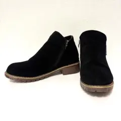 黒 スエード ショートブーツ アンクルブーツ